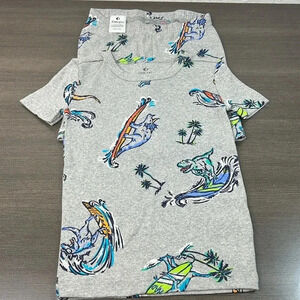 NWOT Fish Stix Surfing Dino pajamas 4T